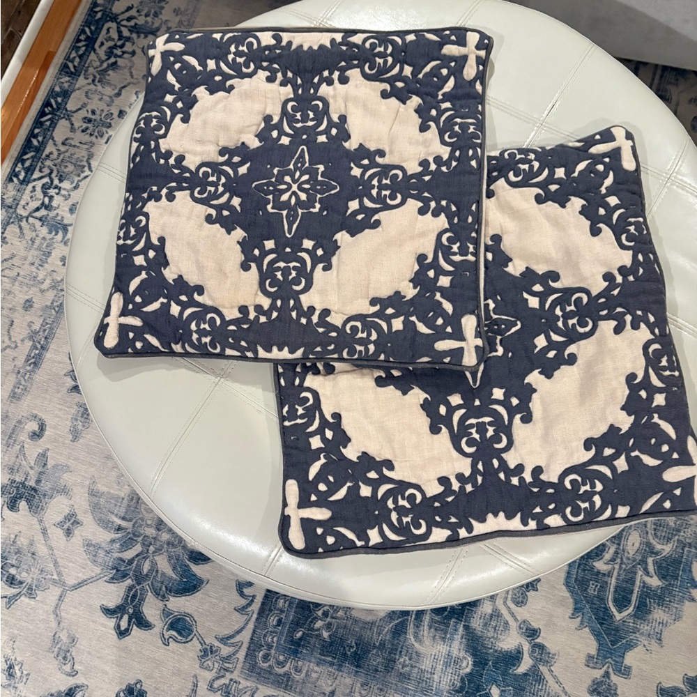 🍁FALL SALE 🍂 Make an offer!
Charcoal/Natural Linen Embroidered Pillow Cases